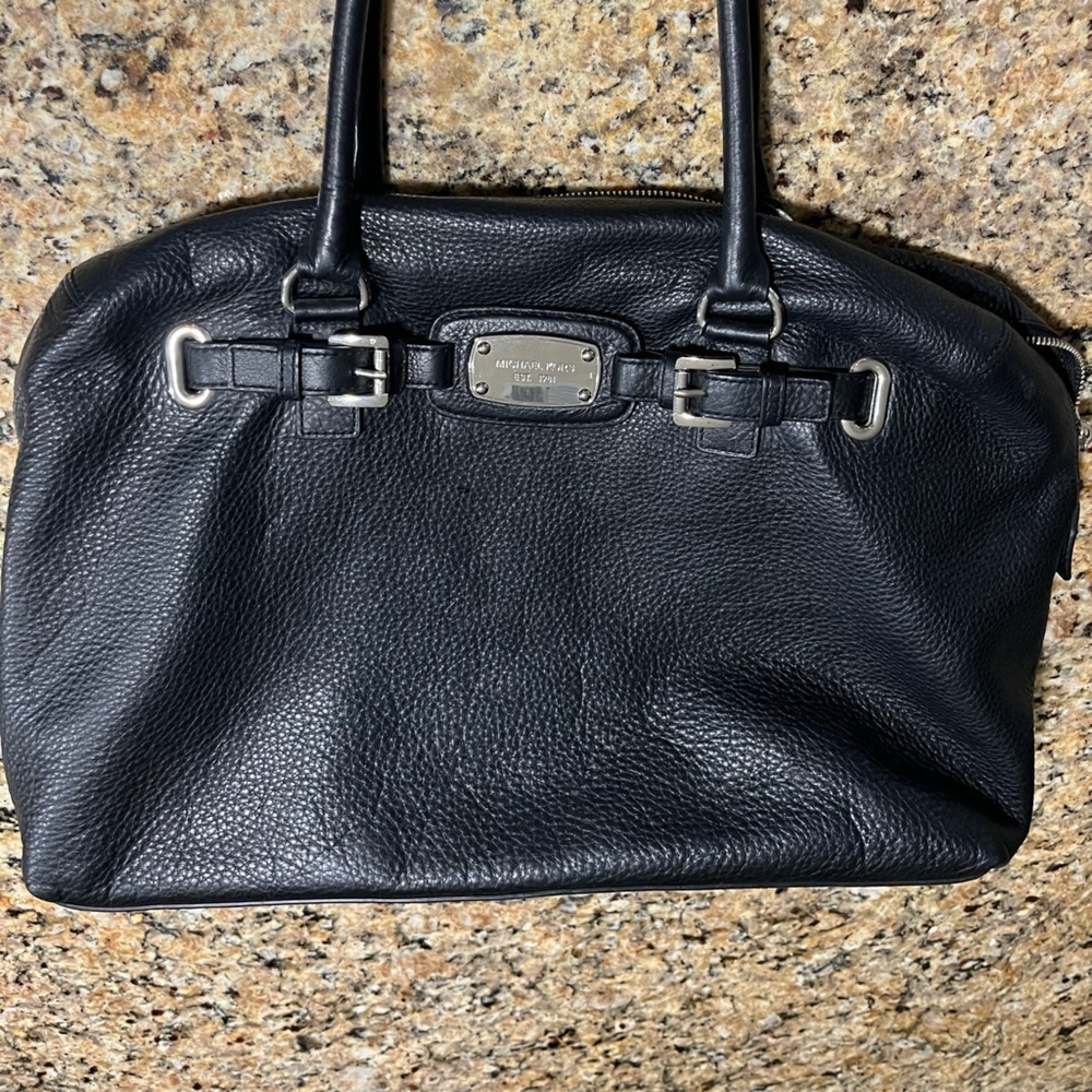 Michael Kors Laptop or Overnight Bag Black with Silver Hardware. 19x12 Leather